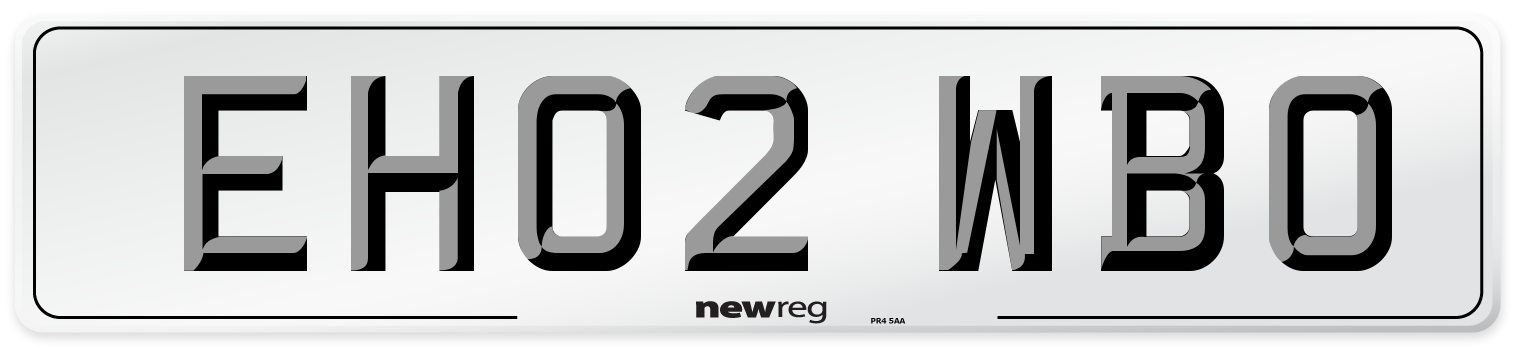EH02 WBO Number Plate from New Reg